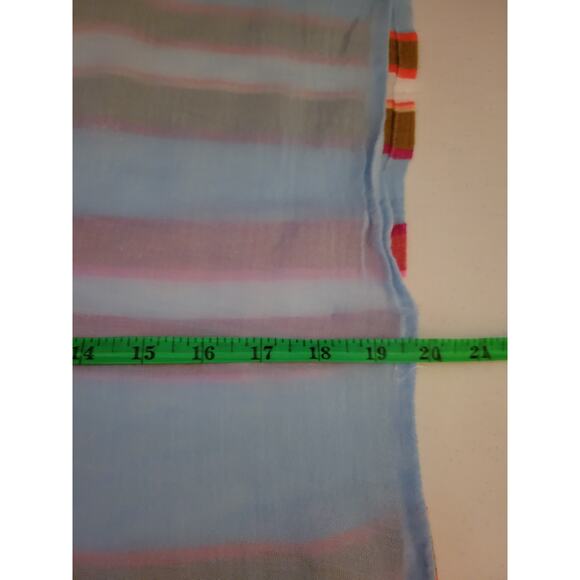 Striped V-Neck‎ Short Sleeve Fringed Swim Cover Up Summer Vacation Beach - M - Picture 3 of 5